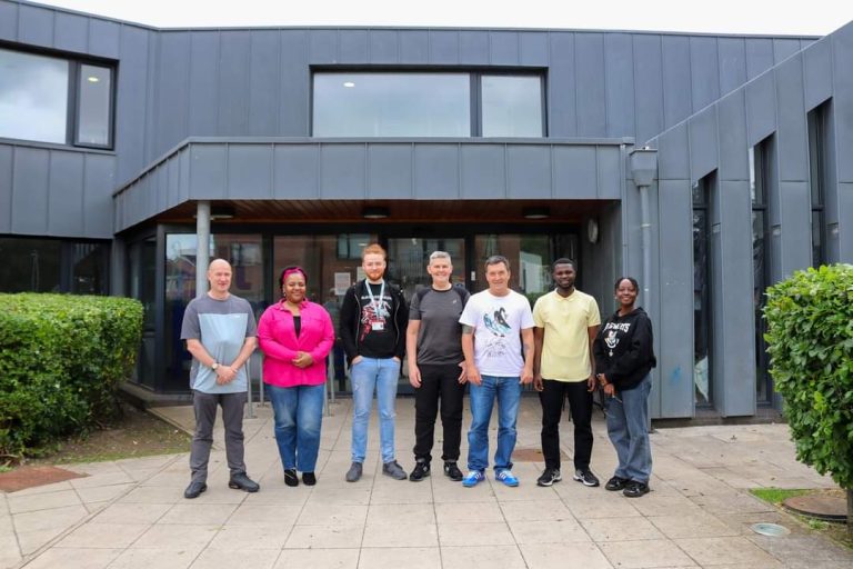 L to R: Paul McGuinness, Natasha Chigora, Calum Price, Robbie Dreha, Brian Riddell, Miracle Fasunle, Klevar Ocholi